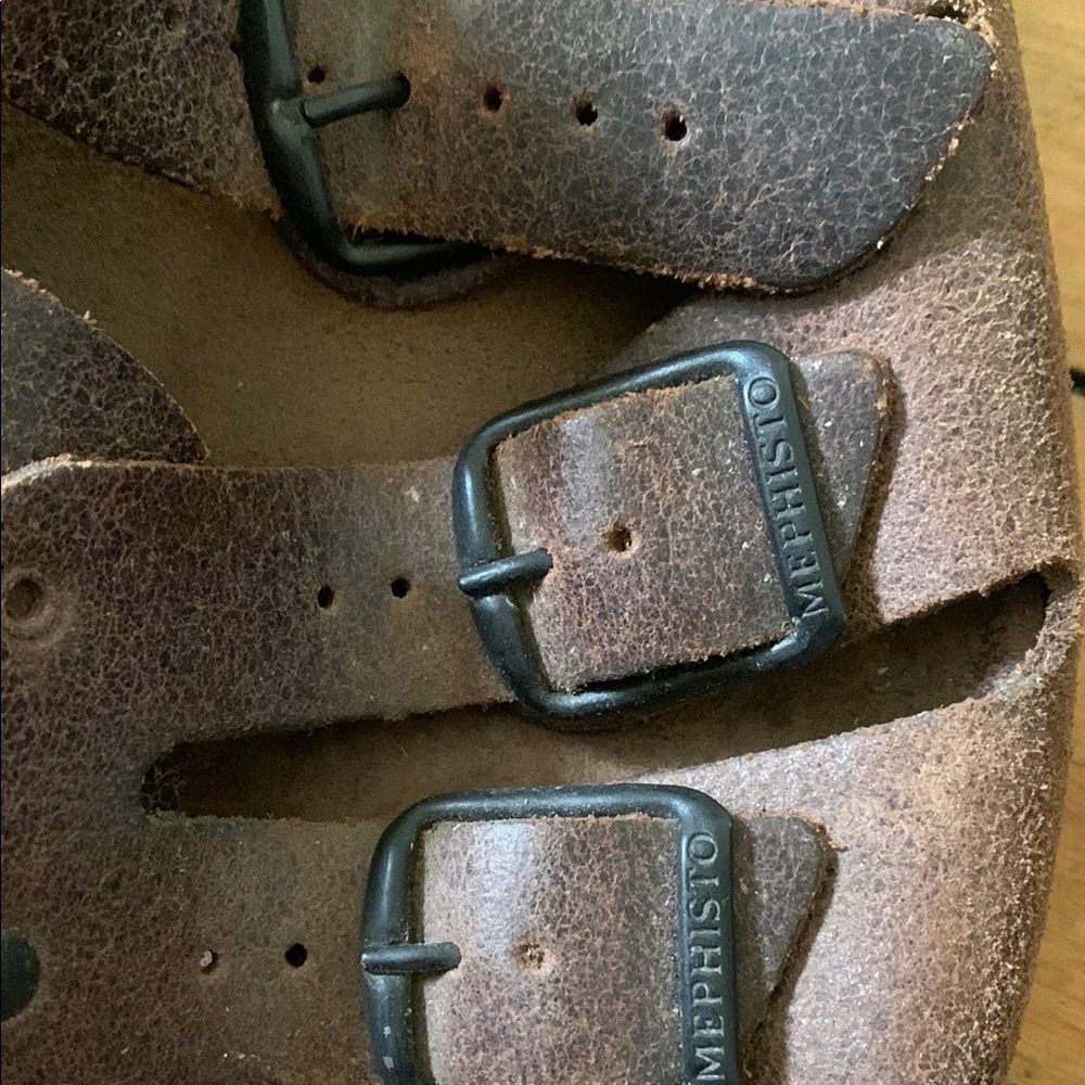 Mephisto Brown Sandals Cork Footbed Comfort - Picture 3 of 13